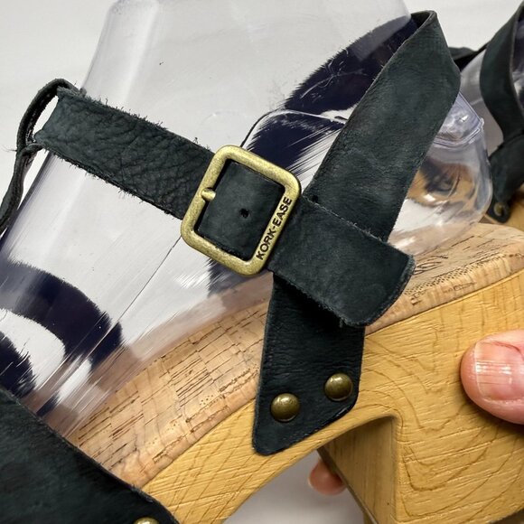 Kork-Ease Talia Sandal Sz 8M Blue Leather Strappy Studded Platform Punk Grunge - Picture 6 of 8